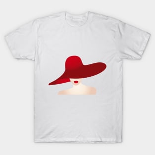 Portrait of the lady with the red hat T-Shirt